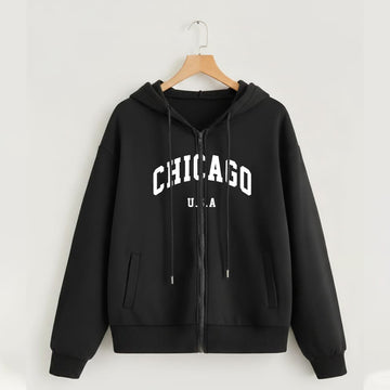 Fashionable Printed Zipper Top – Casual Wear