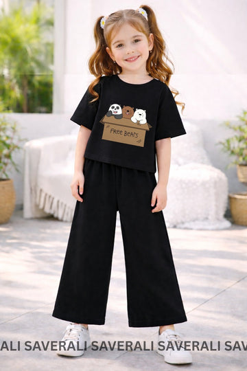 Kids Printed T-Shirt with Flapper Suit | Girls Summer Cotton Outfit