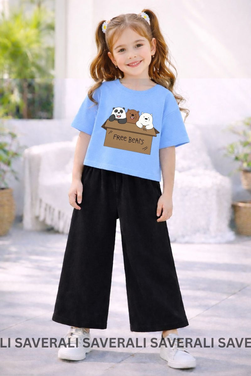 Kids Printed T-Shirt with Flapper Suit | Girls Summer Cotton Outfit